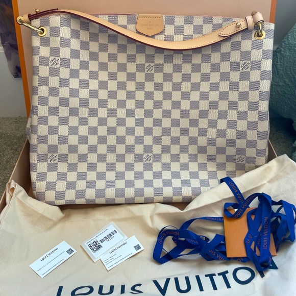 Louis Vuitton Handbags - SOLD!!! Louis Vuitton Graceful MM Damier Azur Rose